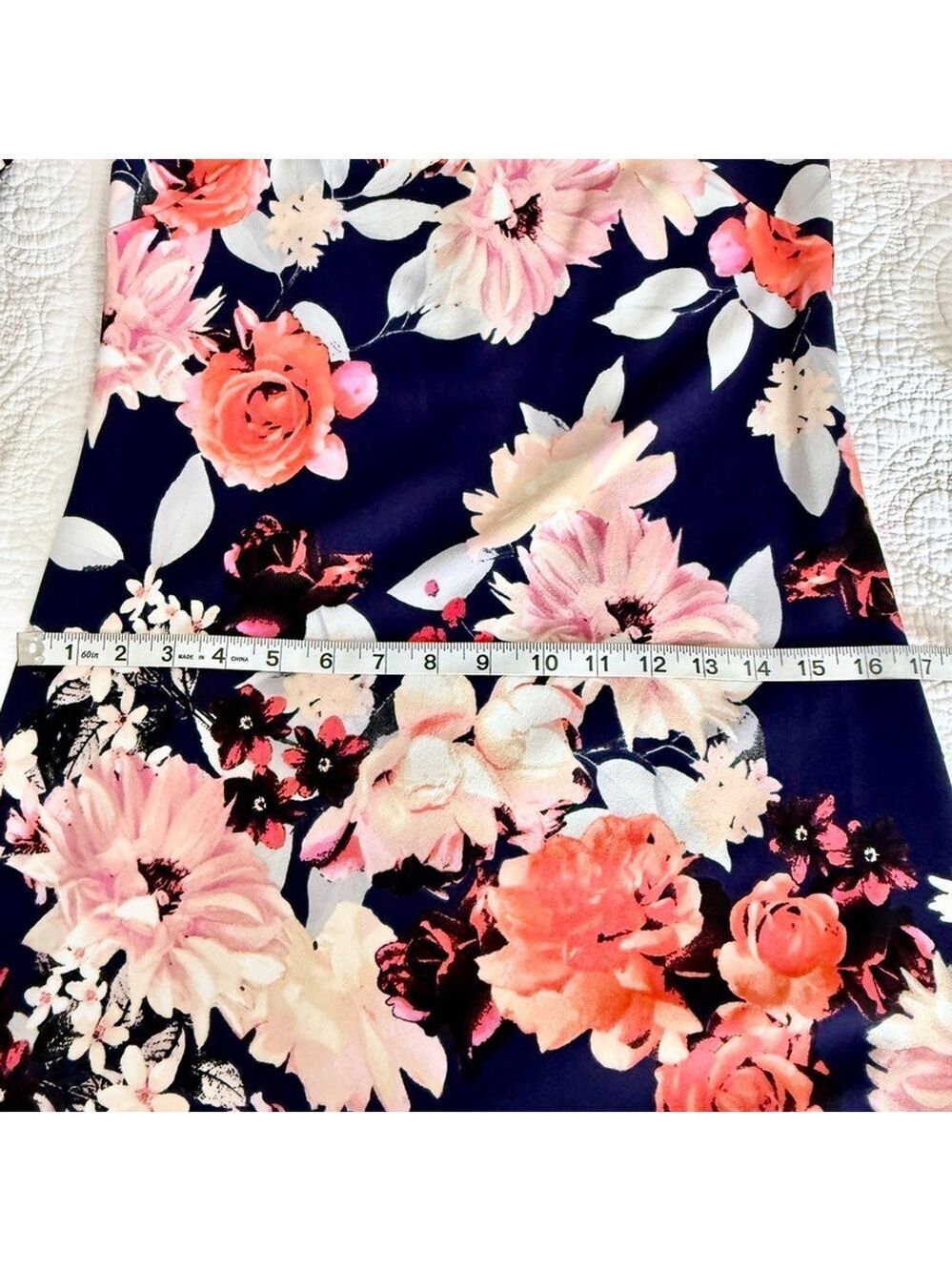 Eliza J Navy Blue Floral Bell Sleeve Mini Dress Size 2 Fit & Flare Party - Picture 14 of 15